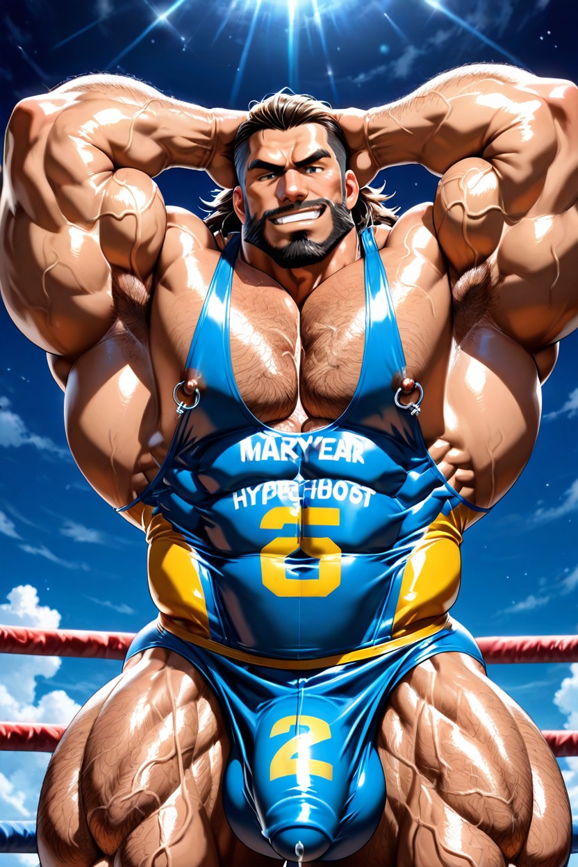 Hyper Muscular Chest, Bearded Man, Pénis Gigantesque Porno IA Gay