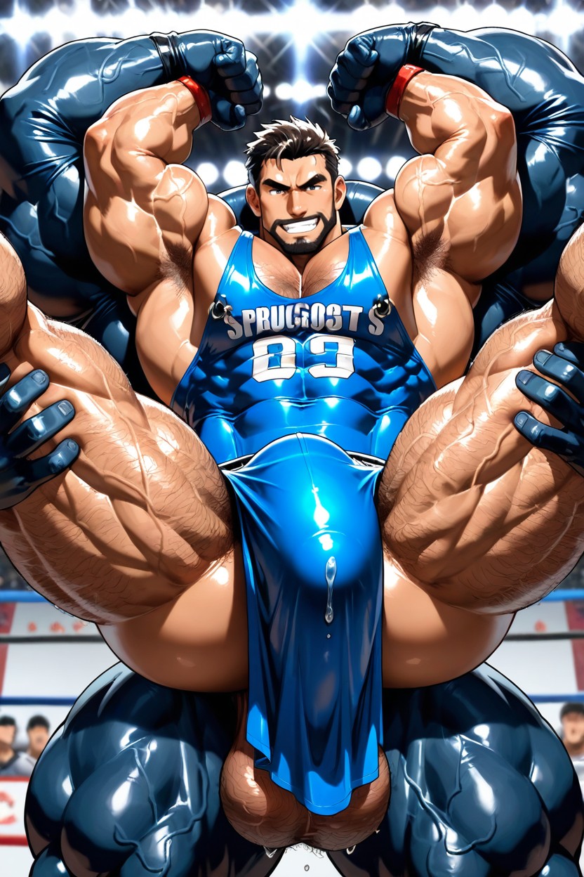 Bearded Man, Hyper Muscular Thighs, Hyper Muscular Chest AI Gay Porn