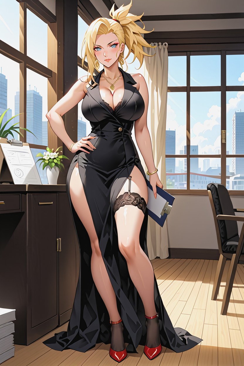 18+, Holding Clipboard, Light Blue Eyes Hentai AI Porn