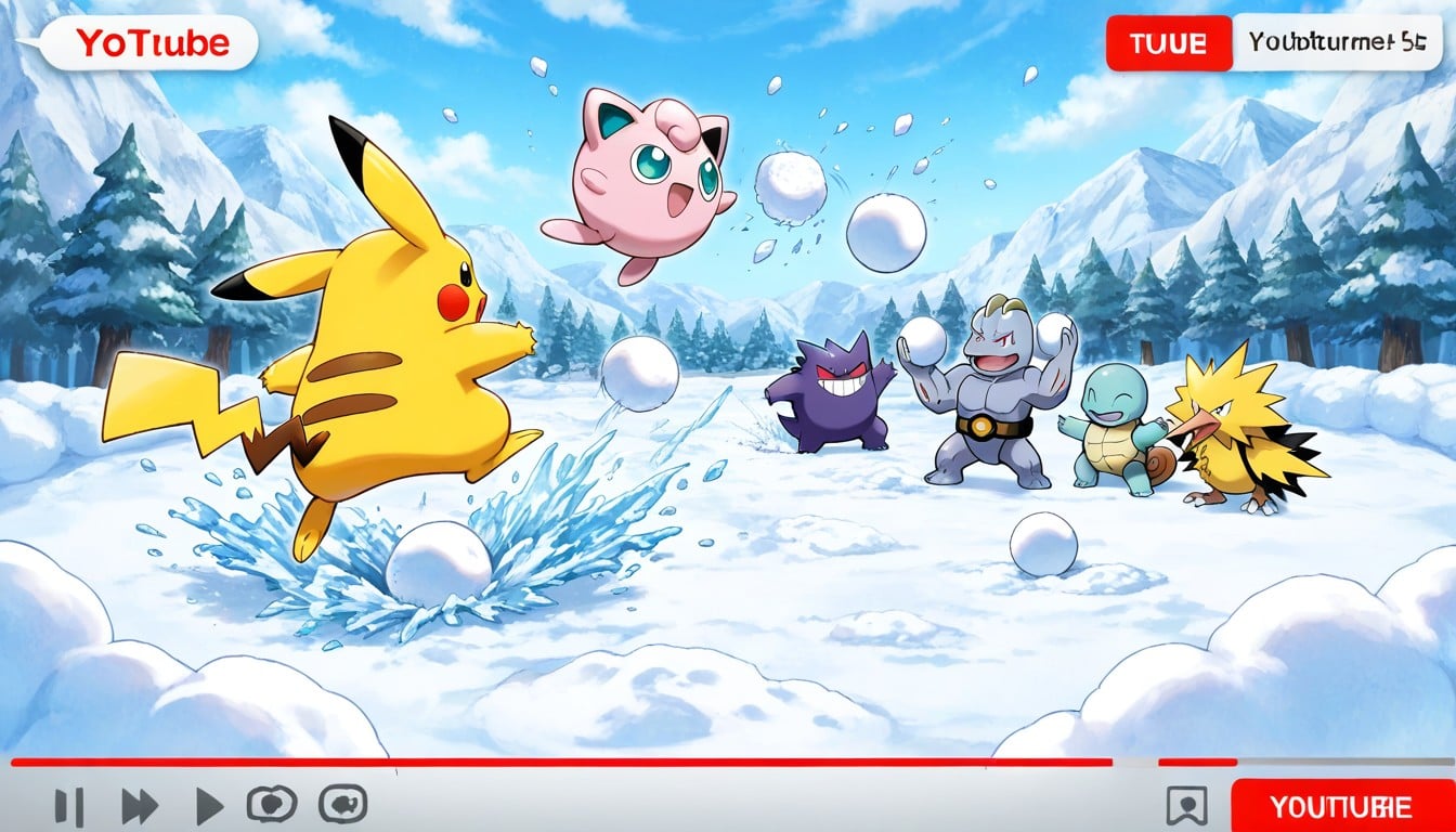 Clashing With Snowballs, Charmander And Drowzee And Sandshrew And Jigglypuff Clashing, Pikachu And Squirtle Against Metapod And Graveler AI Porn