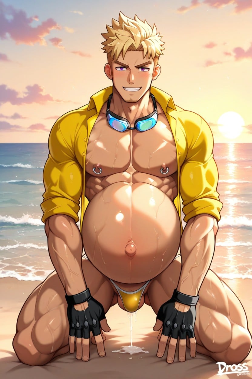 Spiky Hair, Gants Sans Doigts, Mpreg Porno IA Gay