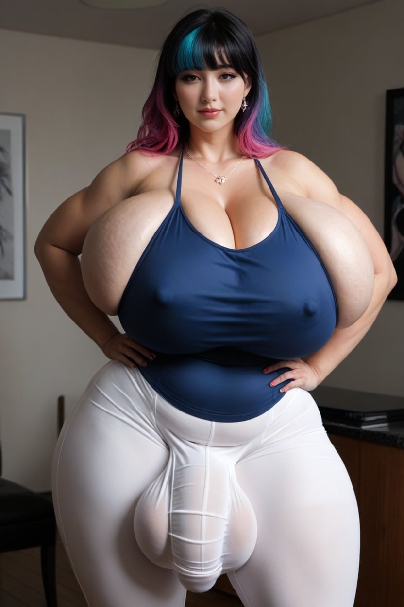 Graying Black Hair, Front View, Wide Hips Shemale AI Porn