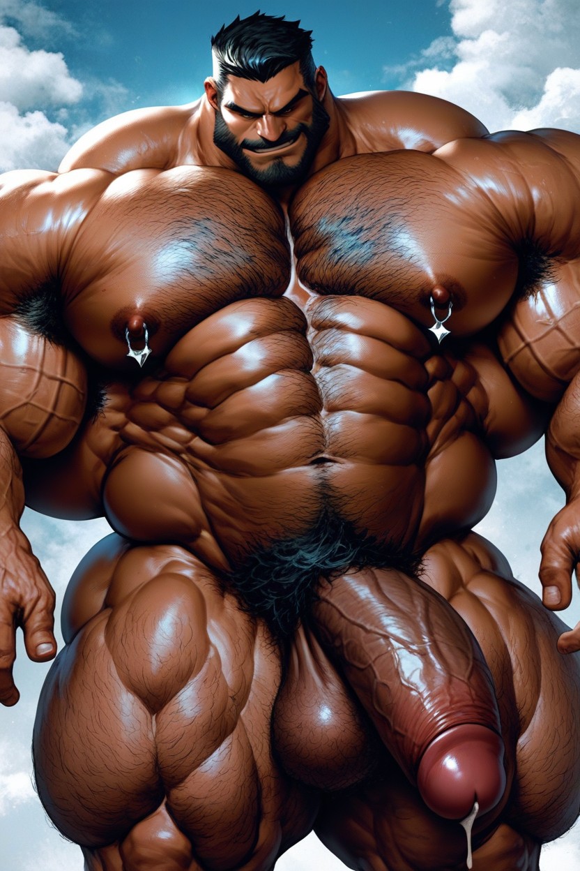 Hyper Muscular Back, Pénis Plus Grand Que Le Corps, 18+ Porno IA Gay