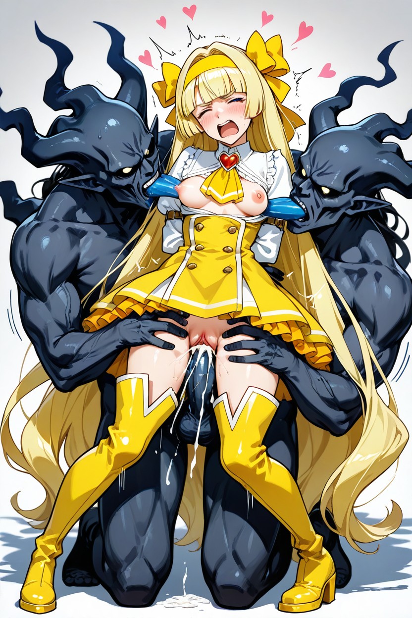 Puffy Sleeves, Heart Shaped Jewel On Ascot, Tired Hentai AI Porn