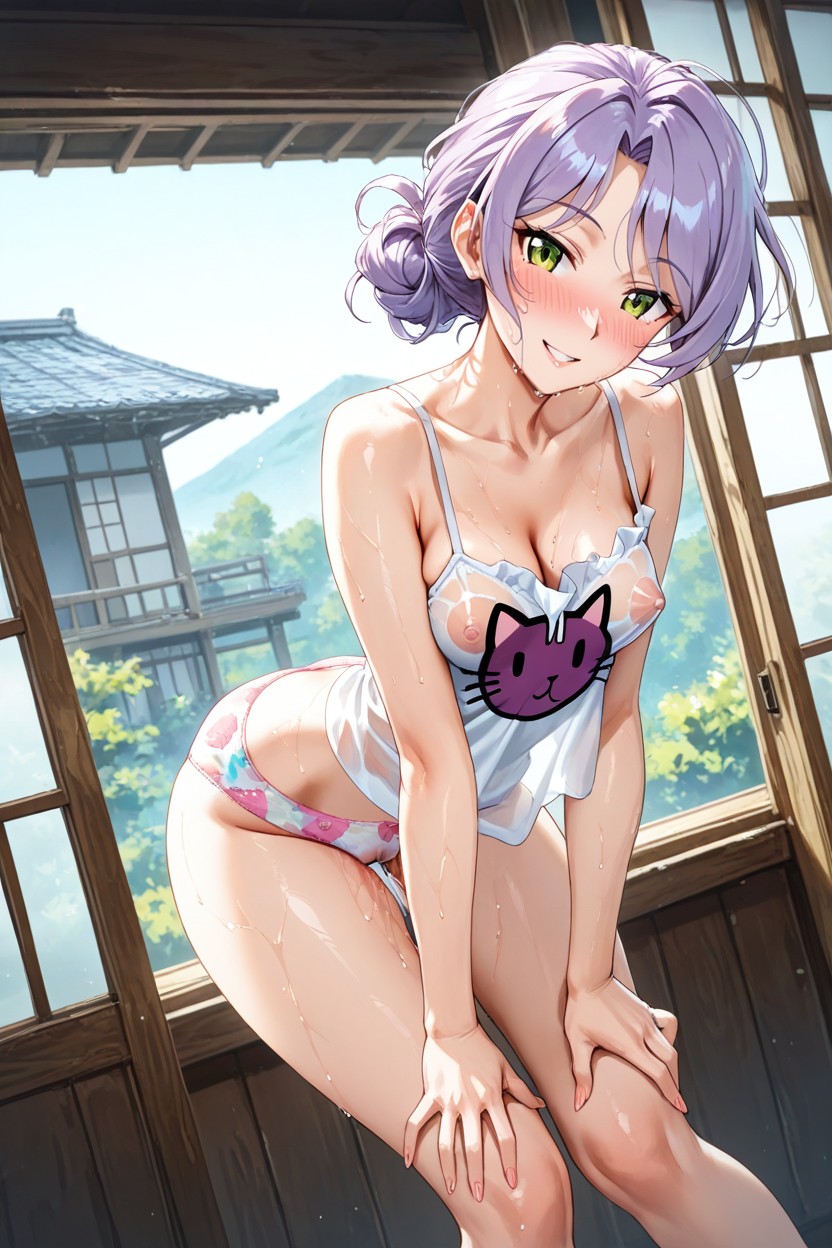 Kitten Printed Panties, Wind, Open Window Hentai AI Porn