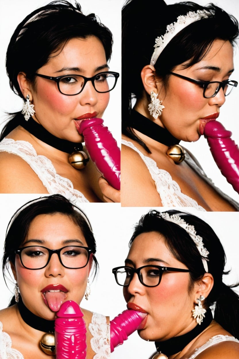 Black Glasses, Id Photo Style Image, Full-face Blush BBW AI Porn