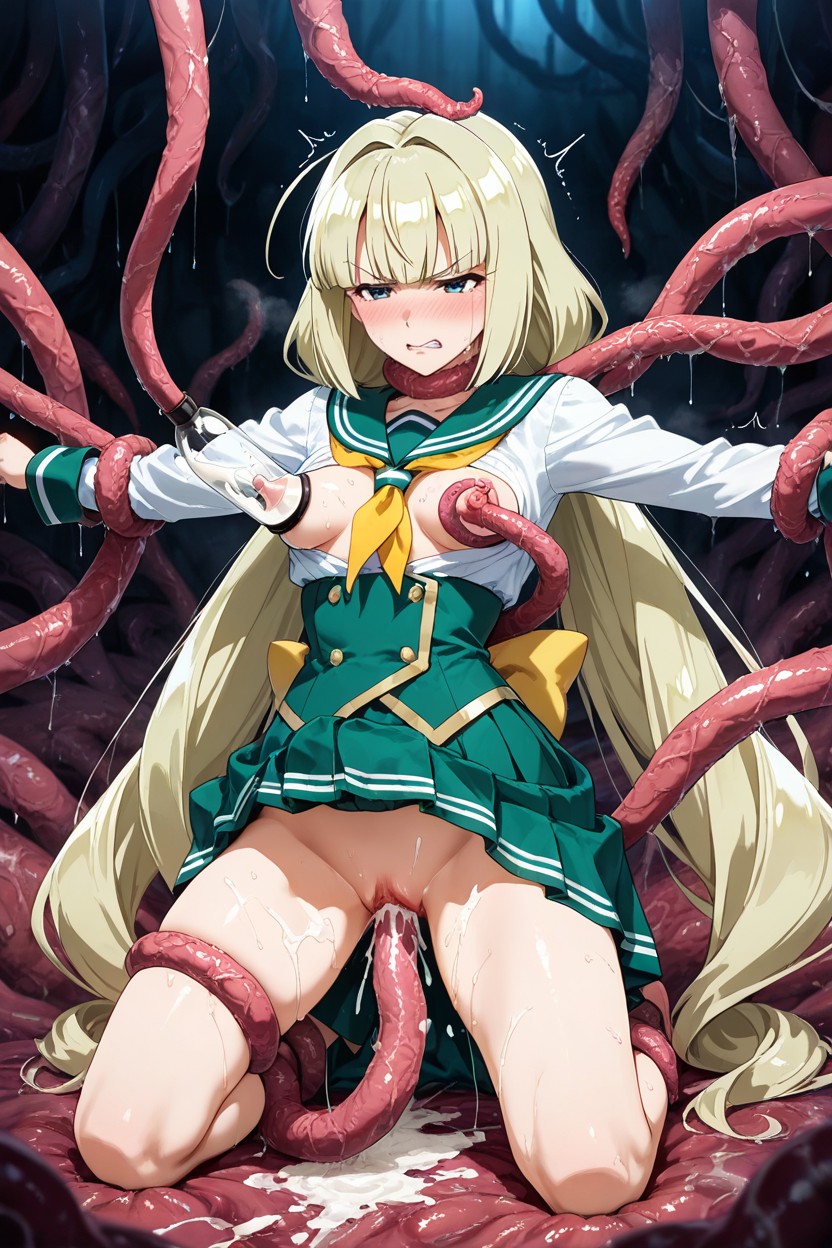 Tentacle Penetration In Pussy, Tentacle Milking Breast, Pleated Green Skirt Hentai AI Porn