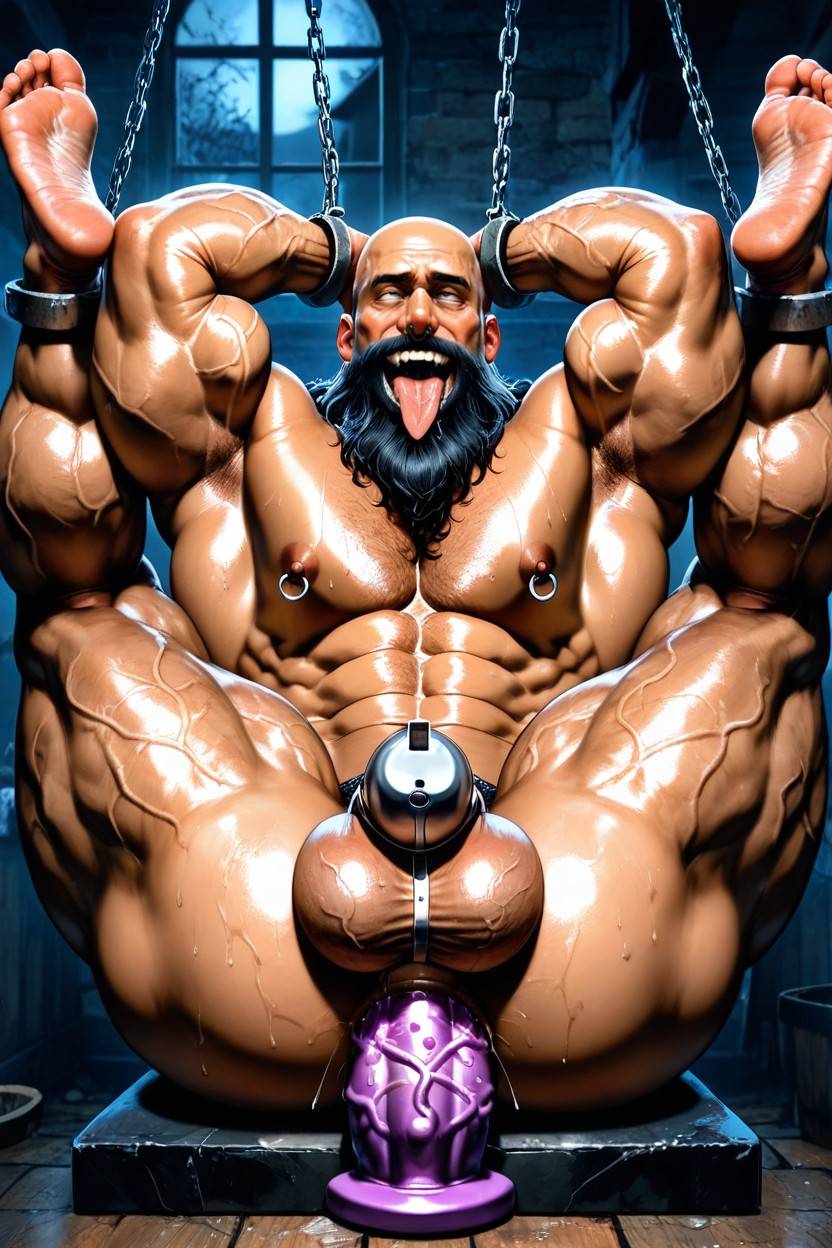 Veiny Legs, Masculine Naked Male Bodybuilder, Hands Behind His Head AI同性恋黄片