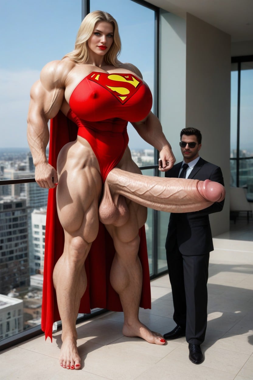 Top Floor Balcony, Toned Muscles, Blonde Shemale AI Porn