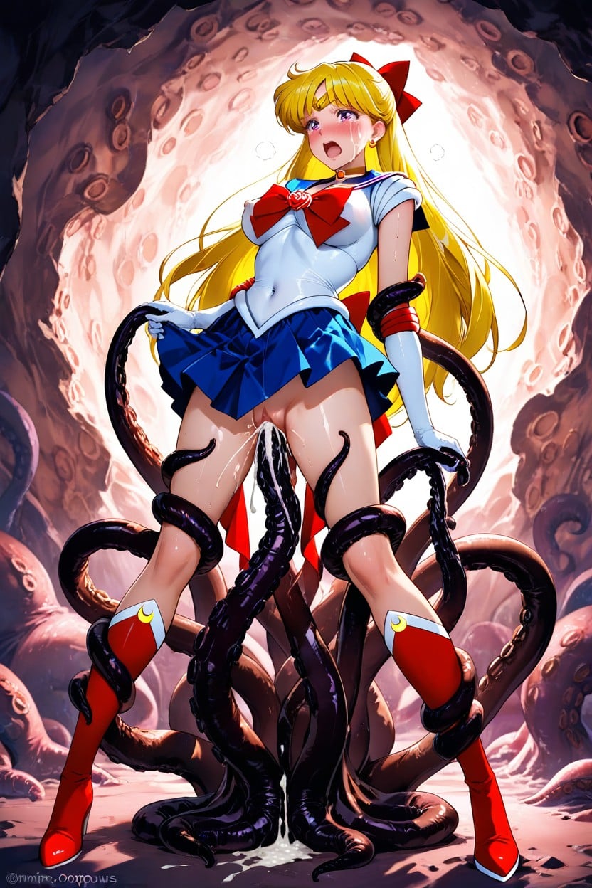 Hard Shadow Lighting, Standing With Legs Spread, Teary Eyes Hentai AI Porn