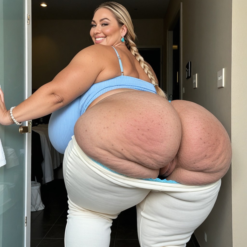 Braided Blonde Hair, Bending Over, Cellulite BBW AI Porn