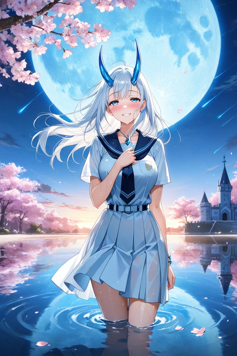 Blue Horn, Glamorous Sky, Evening Hentai AI Porn