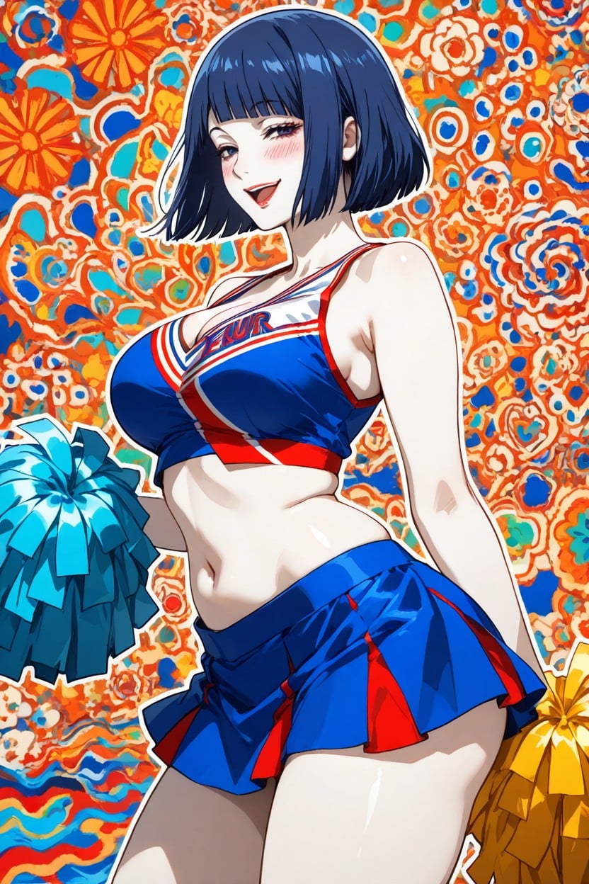 Pale Skin, Soft Shine, Deep Dark Blue Hair In A Sleek Bob Hentai AI Porn