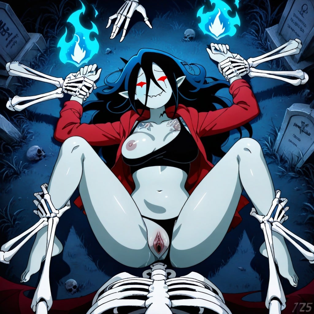 Blue Magic Fire, Night, Breasts Visable Hentai AI Porn