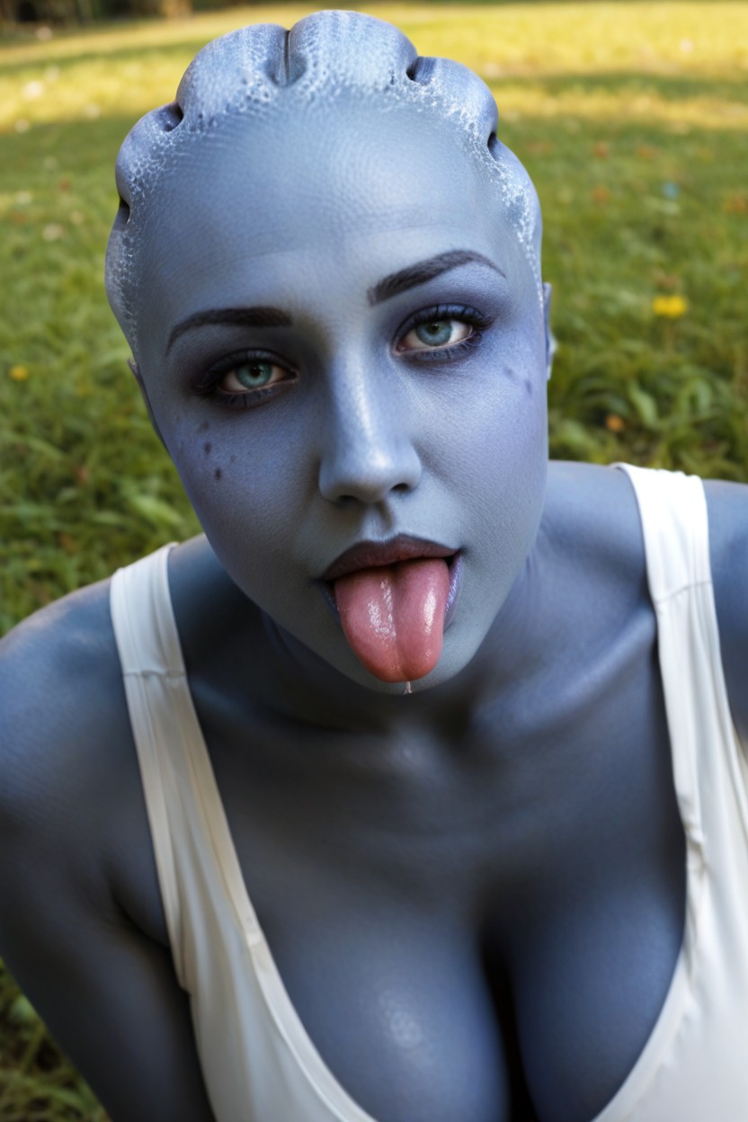 Detailed Face, Blue Testicles, Full Blue Skin Shemale AI Porn