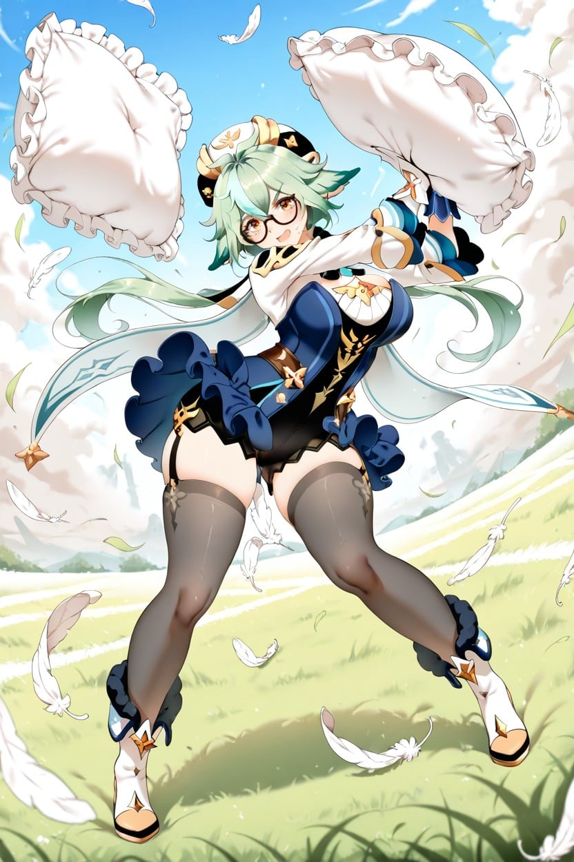 White Feathers, Laughing, Looking At Viewer Hentai AI Porn