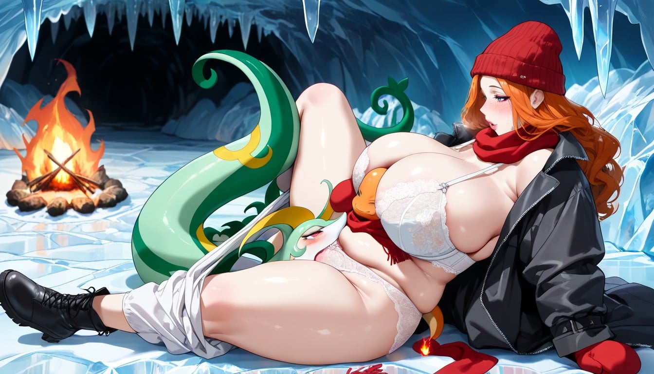 Soft Body, Snowy Environment, Serperior Embracing Woman Hentai AI Porn