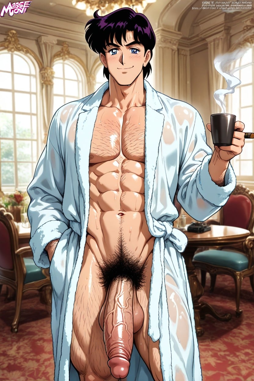 Very Hairy Body, Sweaty, One Man AI Gay Porn