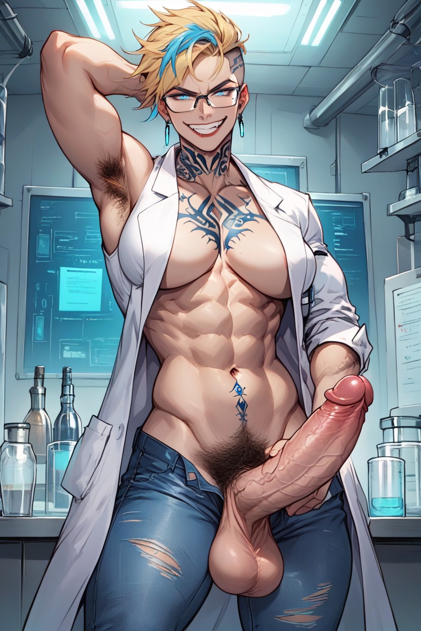 Blue Eyes, Bobcut, Neck Tattoo AI Porn