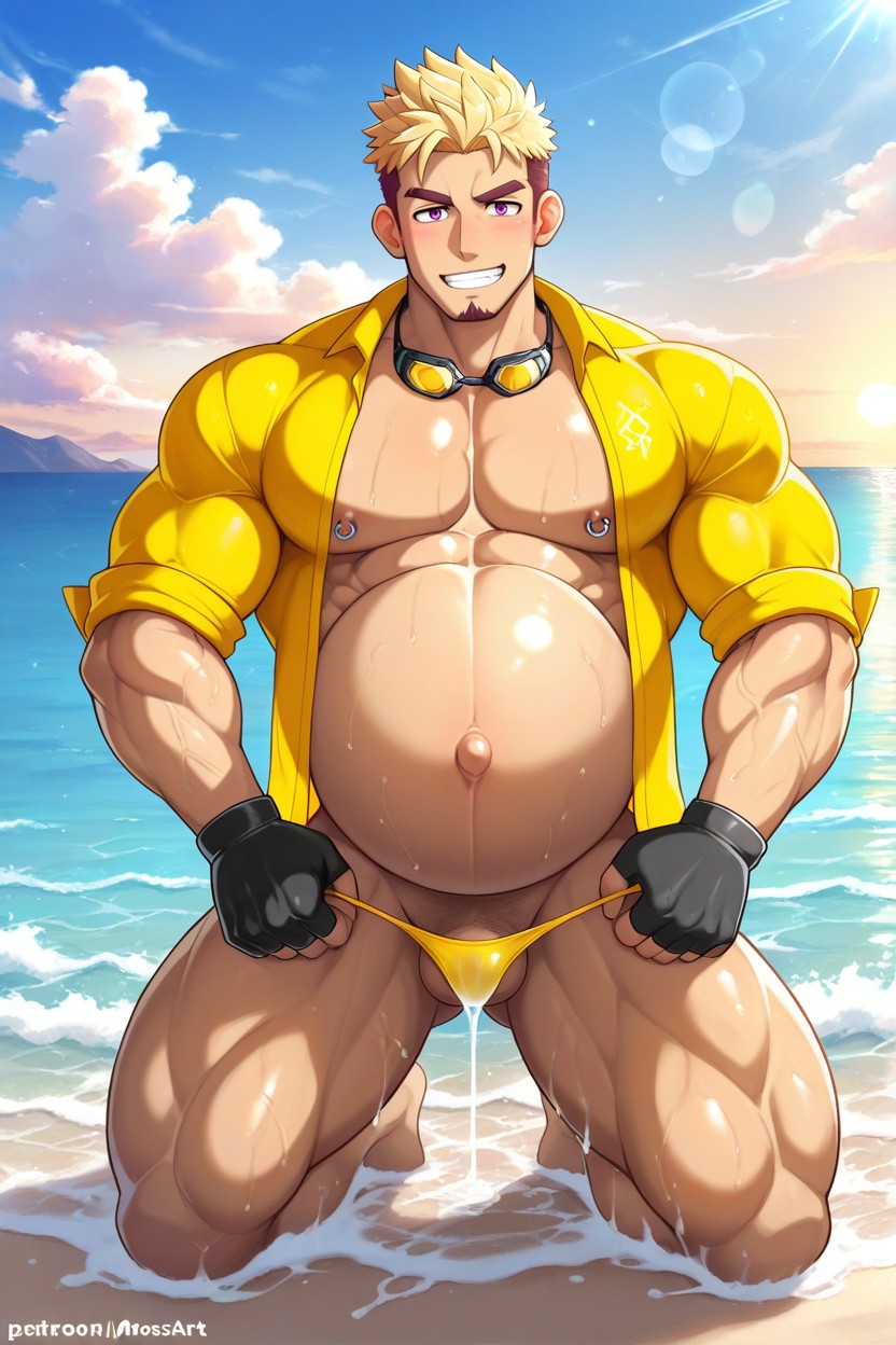 Pussy Between Legs, Spiky Hair, Pregnant Belly Bulges AI Gay Porn
