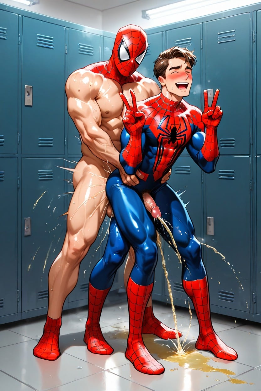 Naked, Hyper Piss, Both Peeing AI Gay Porn