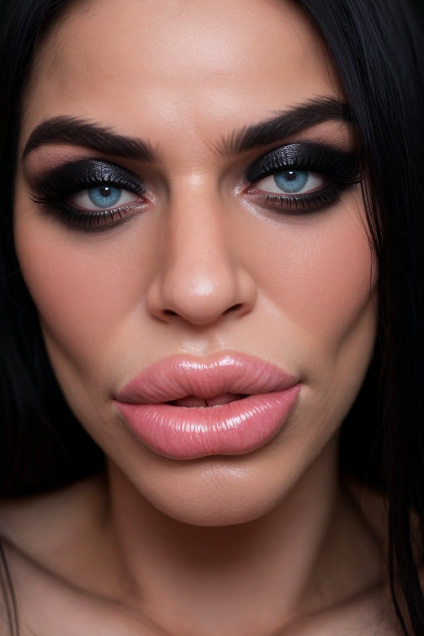 Light Blue Eyes, Colossal Lips, Close Up AI Porn