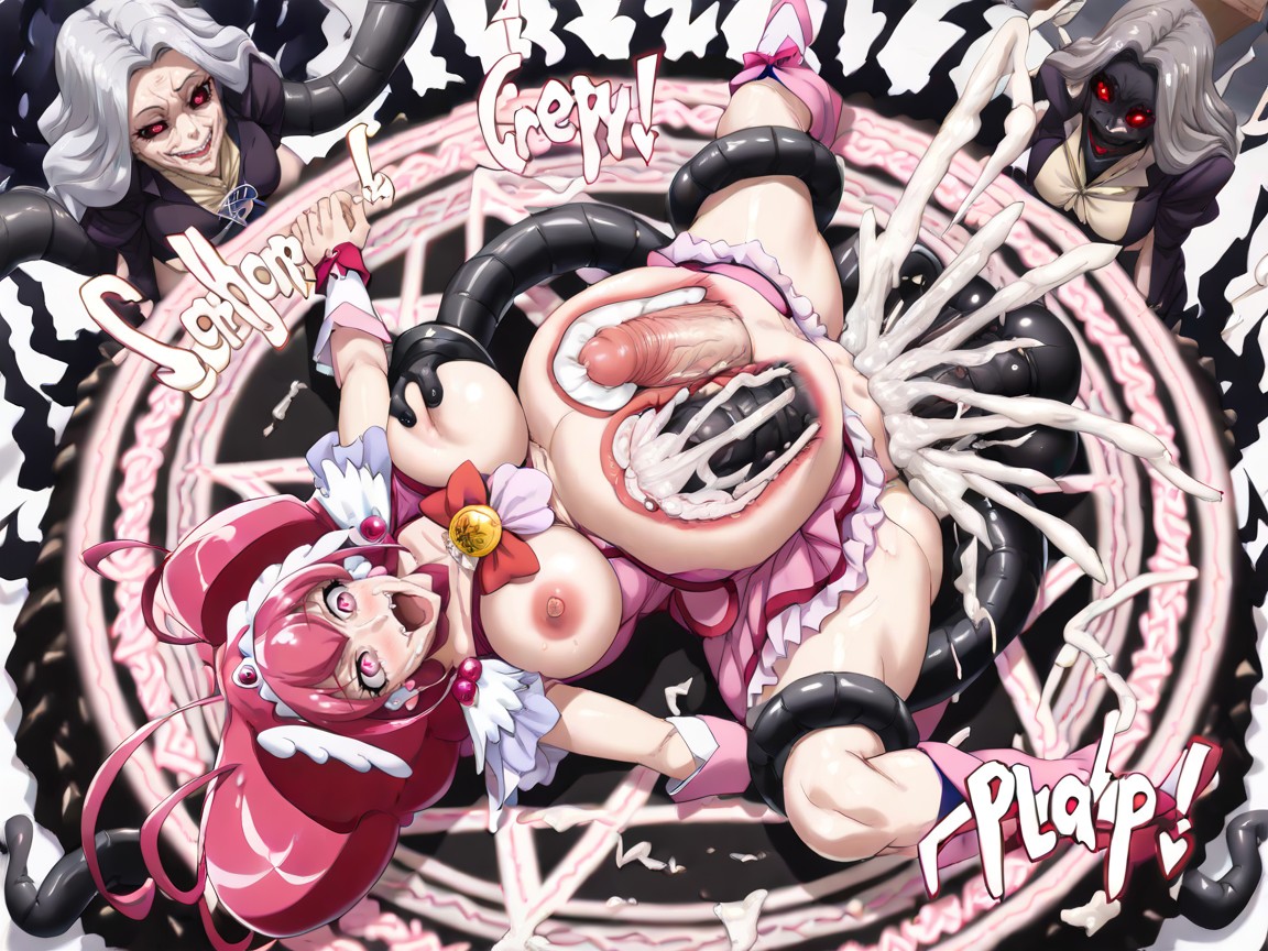 Gigantic Size Saggy Ugly Balls, Bloated Belly, Lesbian Evil Villainess Hentai AI Porn