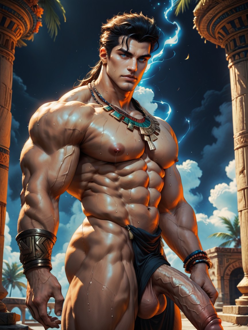 Shoulder Armor Pads, Veiny Body, Éjaculation Porno IA Gay