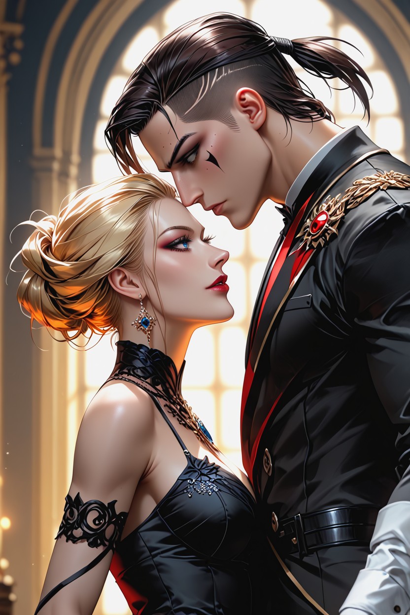 Gothic Aesthetic, Simple Dark Inquisitor Robes, Clean Shaven Hentai AI Porn