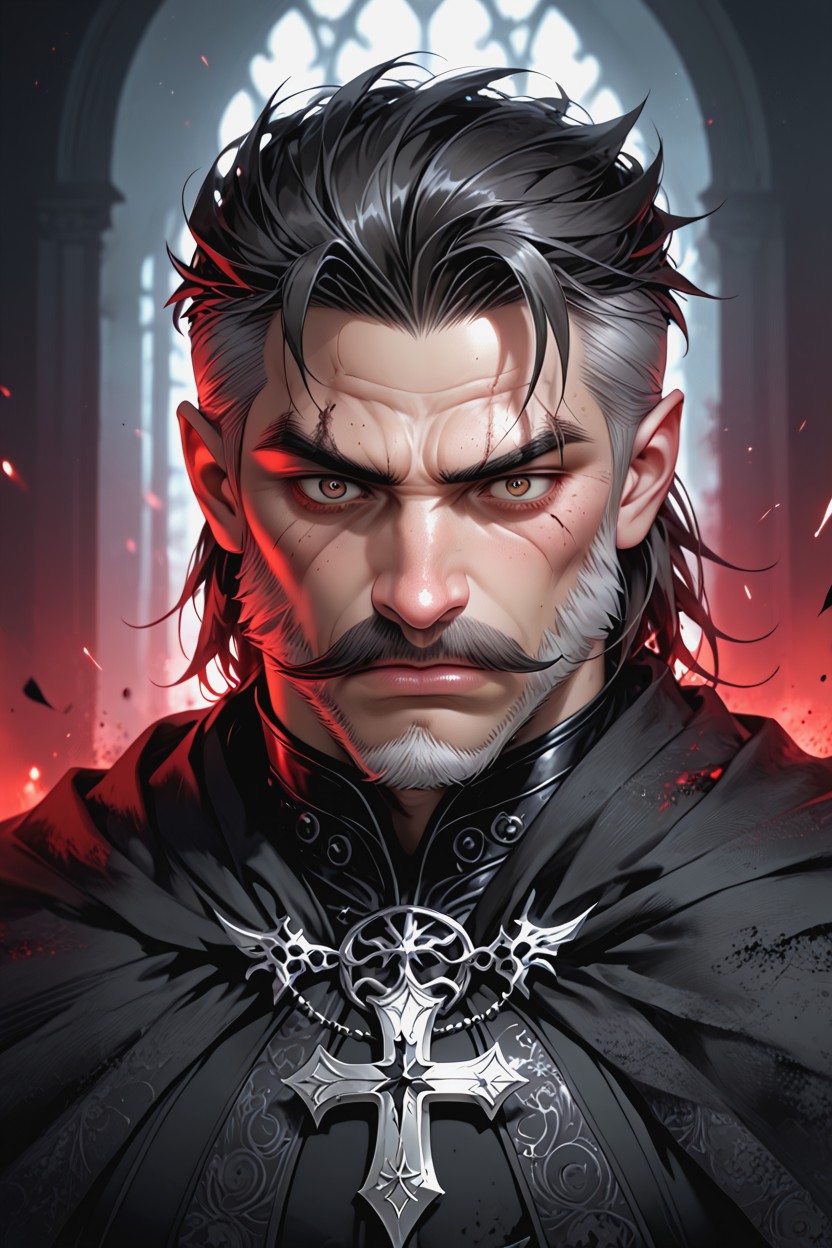 Black Inquision Robes, Sharp Eyes, Red Haze In The Air Hentai AI Porn