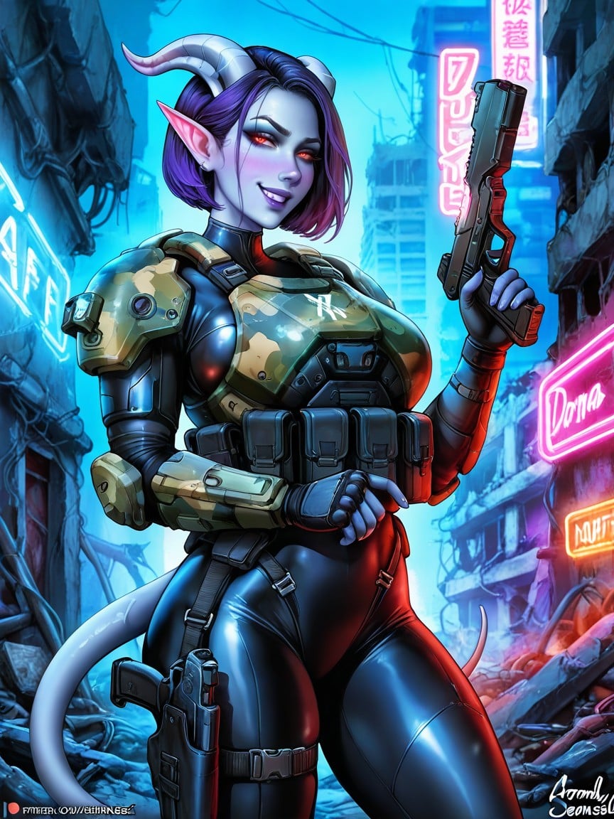 Aroma Sensei Art Style, Armor Plate On Waist, Solo Hentai AI Porn