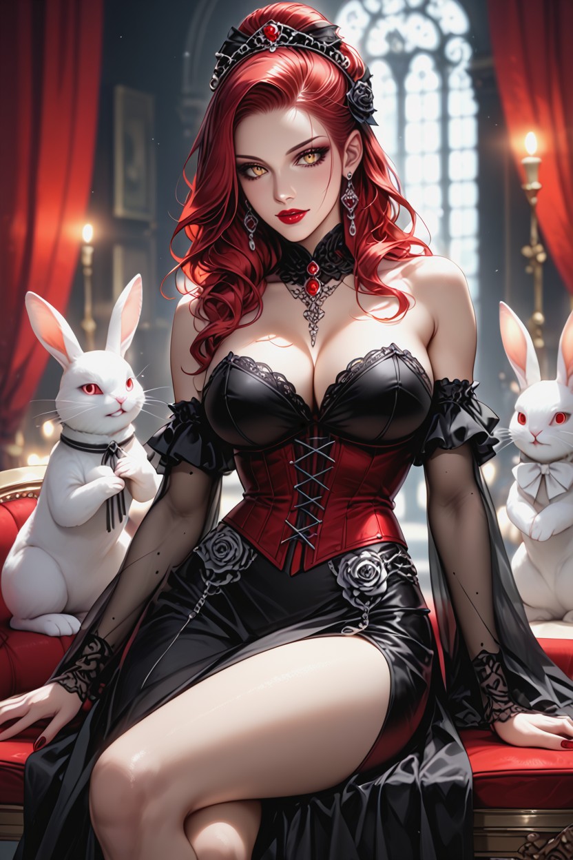 Long Auburn Hair, Iconic Stillness, Intimate Menace Hentai AI Porn