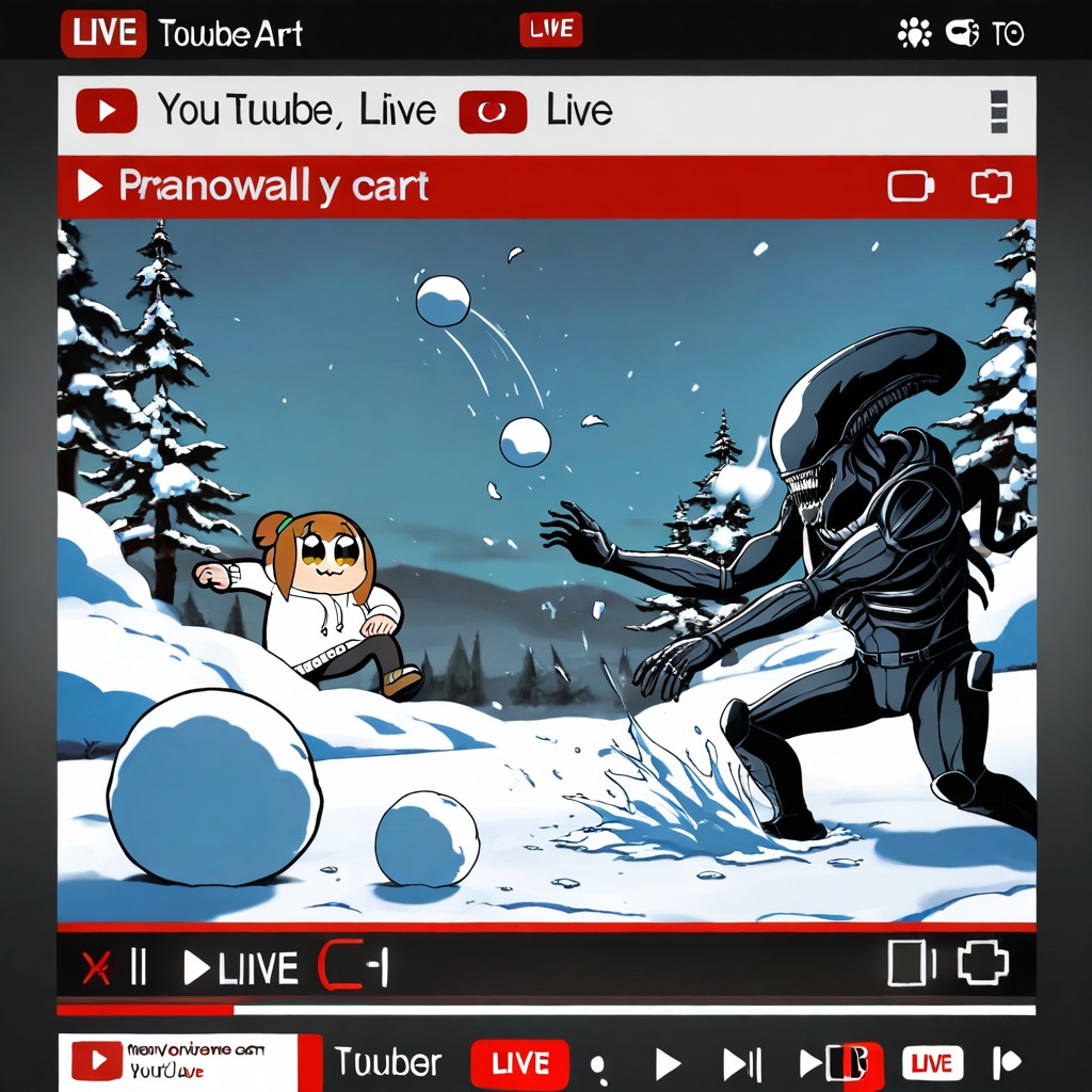 Youtube Livestream, Predator From Alien Movie, Cheerful Atmosphere AI Porn