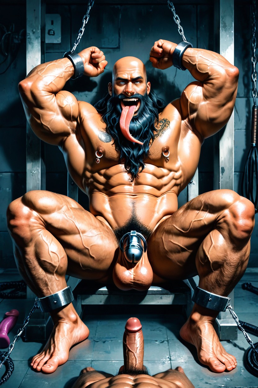 Cockring, Handcuffed, Huge Calves AI Gay Porn