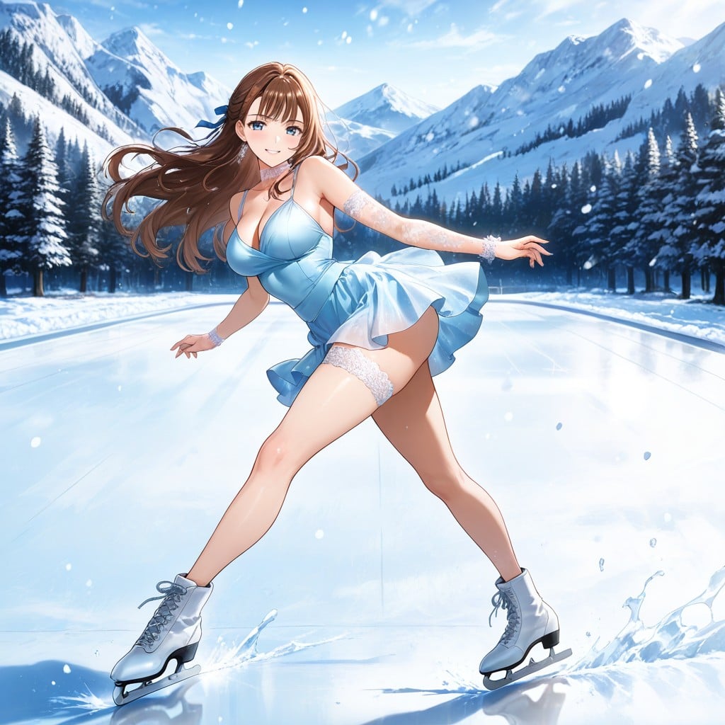 Happy Smile, Wind Blowing Hair, Mini Skirt Hentai AI Porn