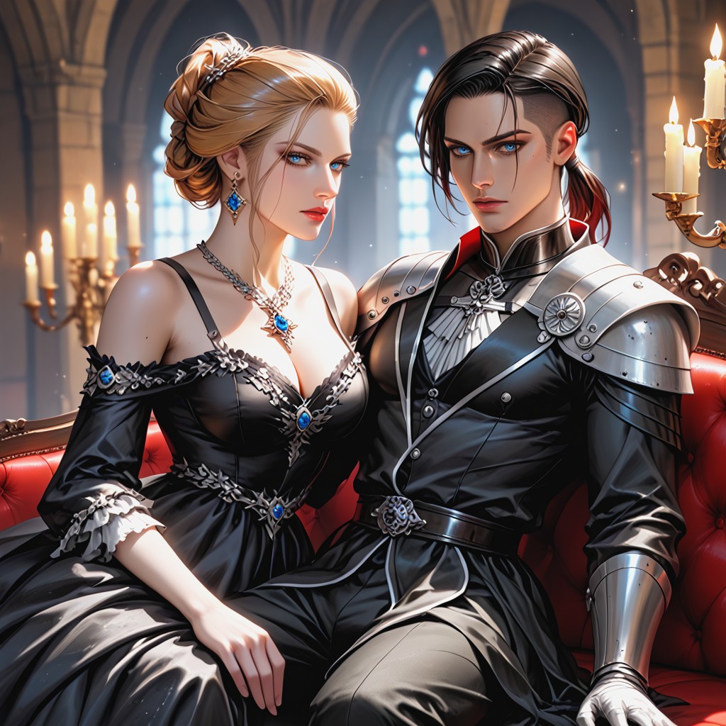 Break Male, Bare Shoulders, Medieval Gothic Interior Hentai AI Porn