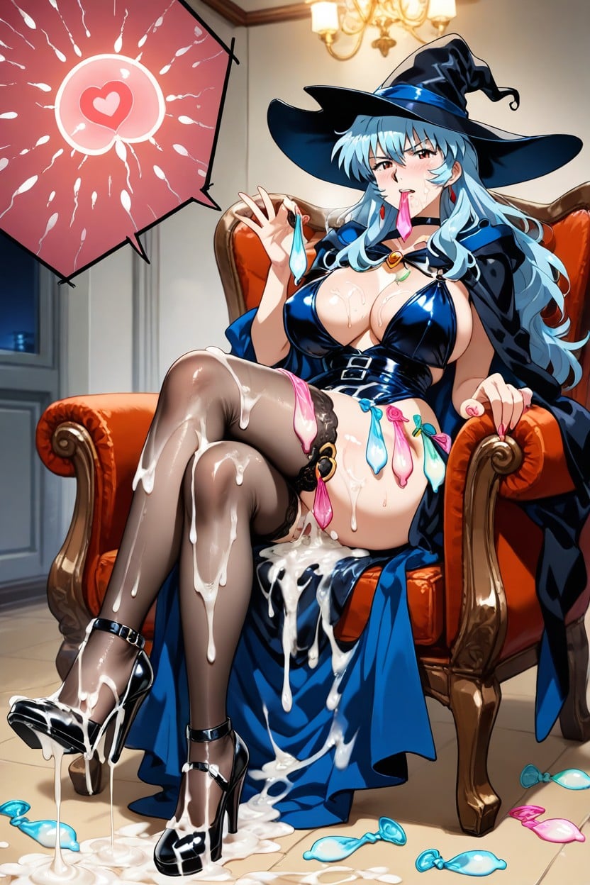 Used Condom Thigh Ring, Skinny, Cum On Legs Hentai AI Porn