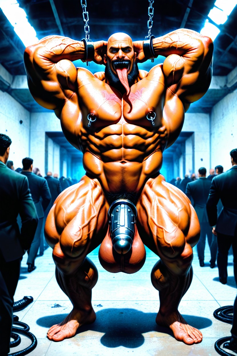 Tattooed, Cockring, Heavy Oversized Balls ゲイAIポルノ