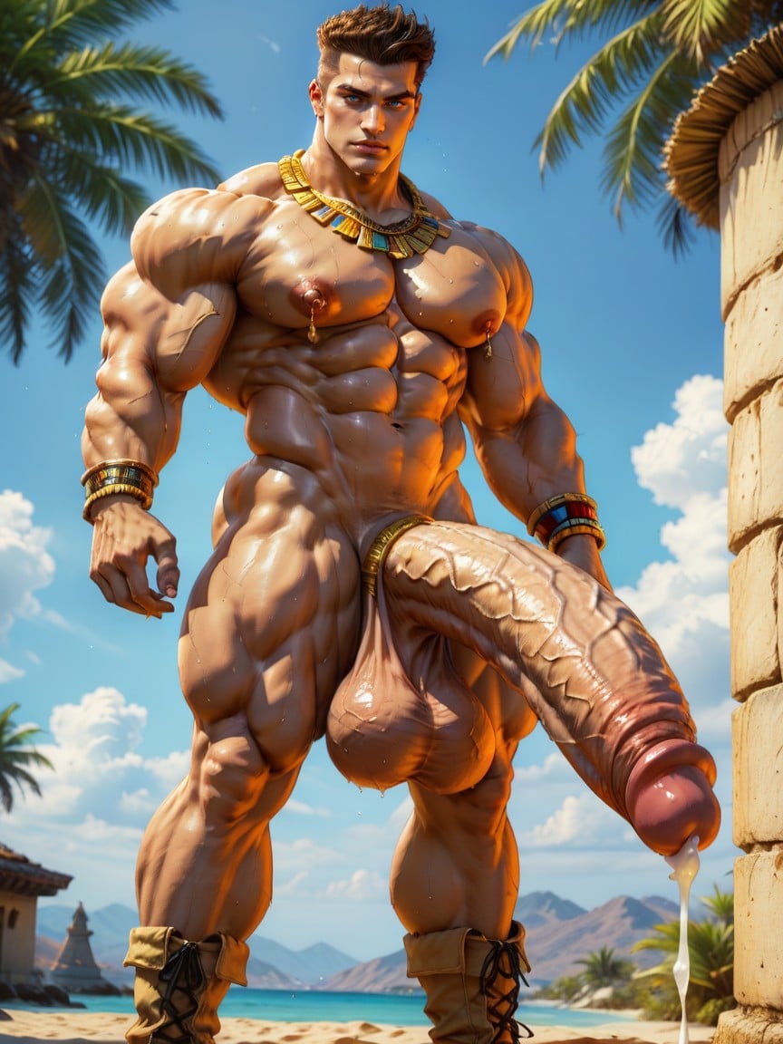 Manly Face, Muscular, Muscular Hunk AI Gay Porn