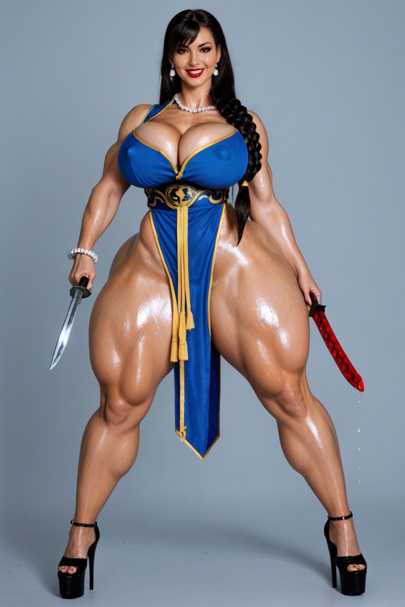 Hyper Long Hairstyle, Fit Faminine Body, Torpedo Tits AI Porn