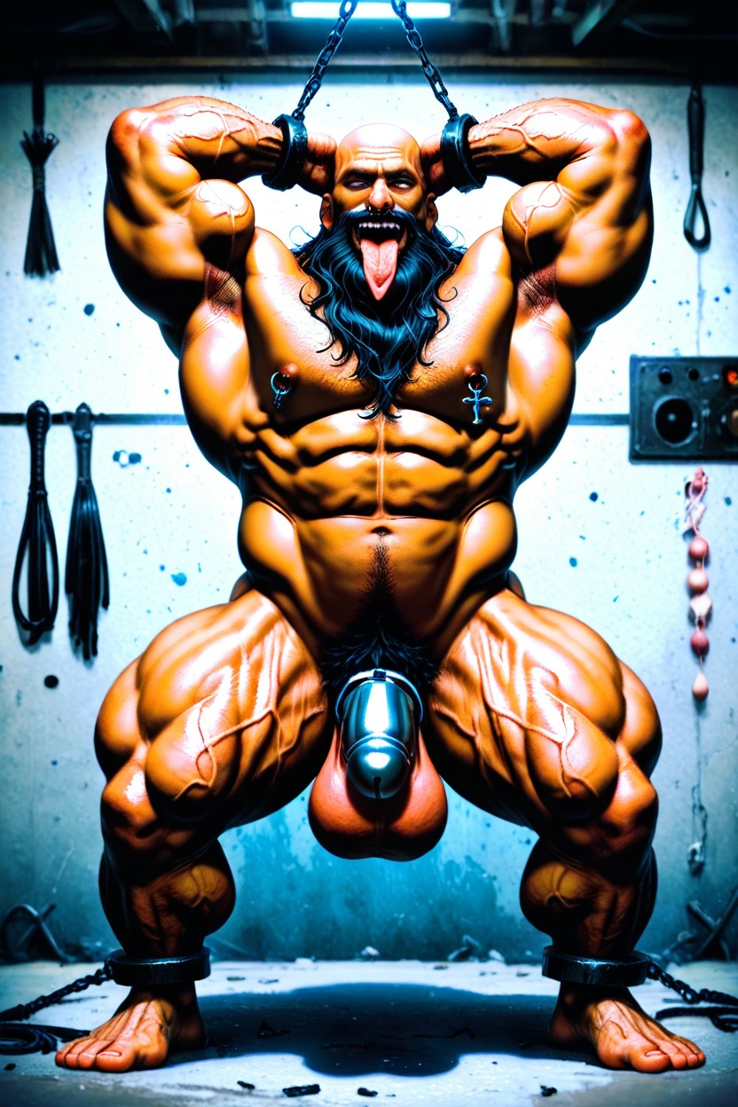 Hands Behind His Head, Big Lats, Jaula De Castidad Porno gay IA