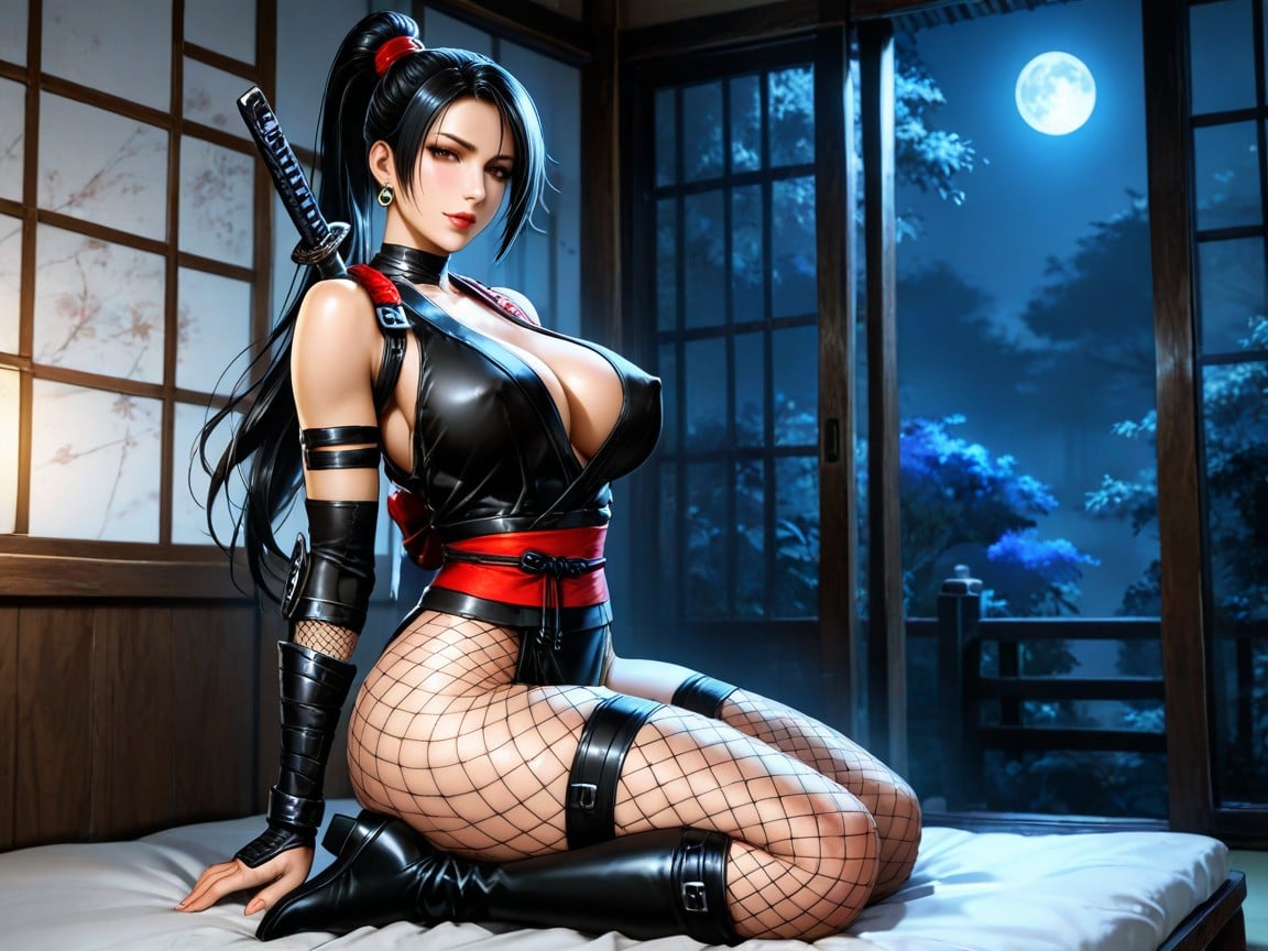 Dark Moody Lighting, Thighs, Big Breasts Hentai AI Porn