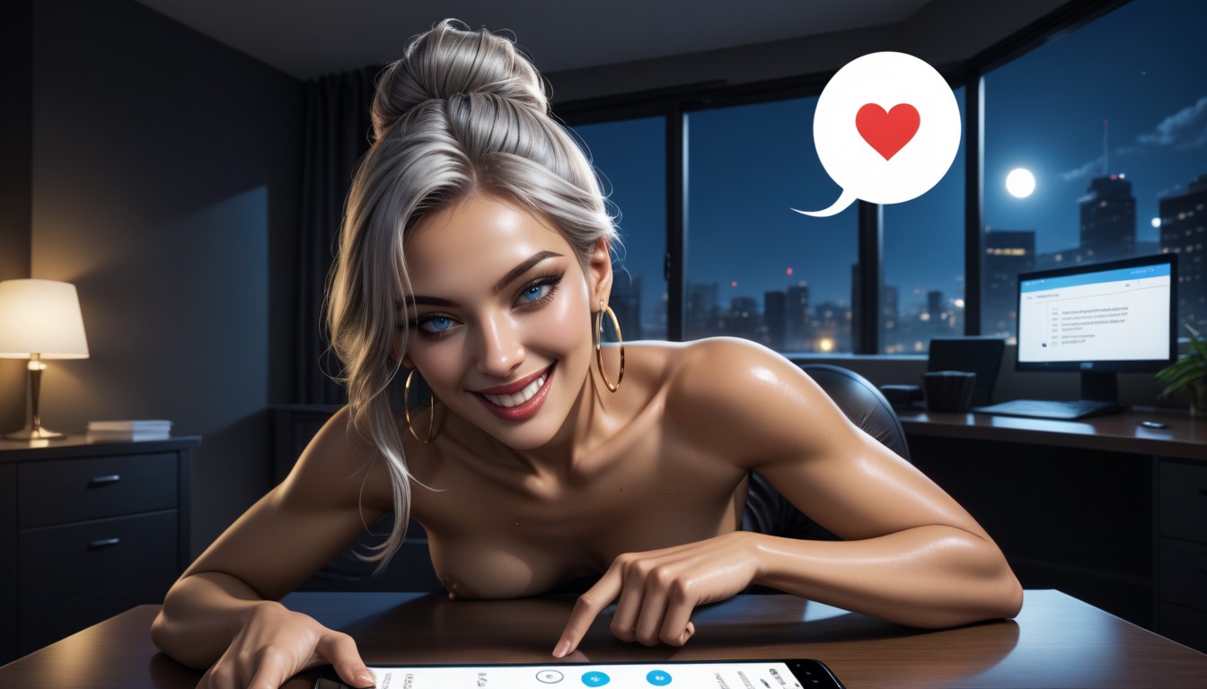 Oiled Skin, Topless, Night AI Porn