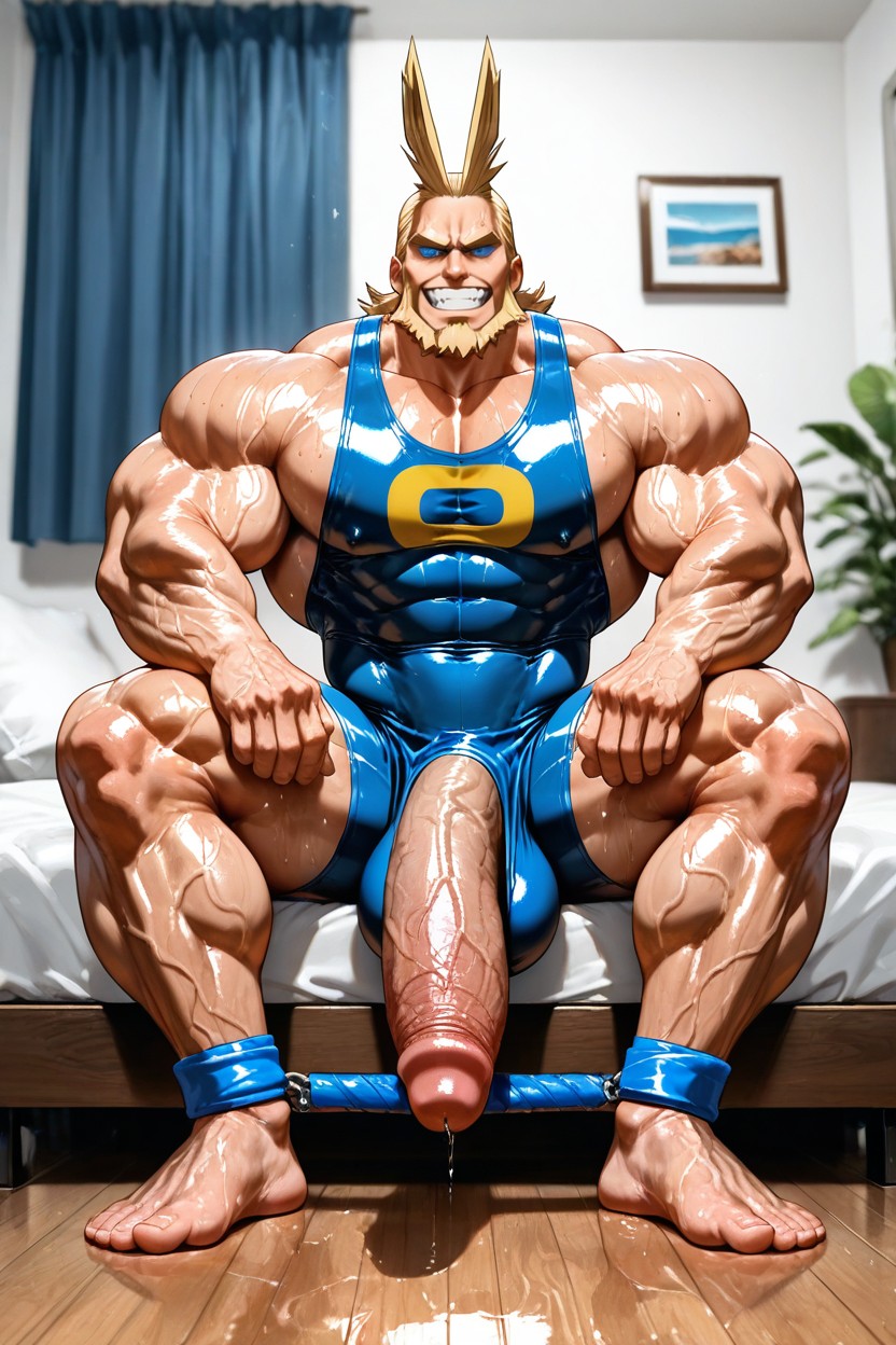 Closeup Of Long Veiny Cock, Long Muscular Veiny Cock Reaches His Ankles, Blue Eyes 게이 AI 포르노