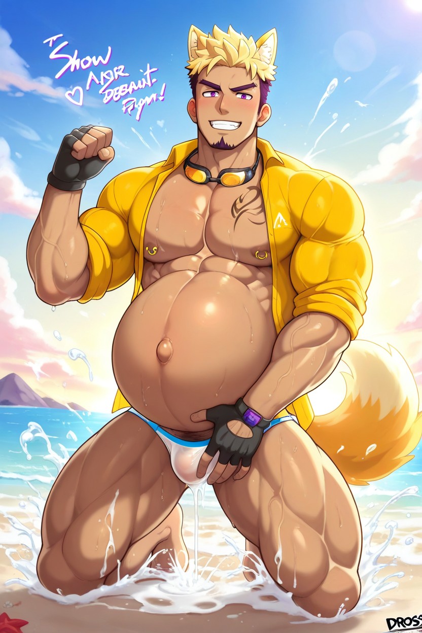 Man With Pussy, Masculine Face, Nipple Piercing ゲイAIポルノ