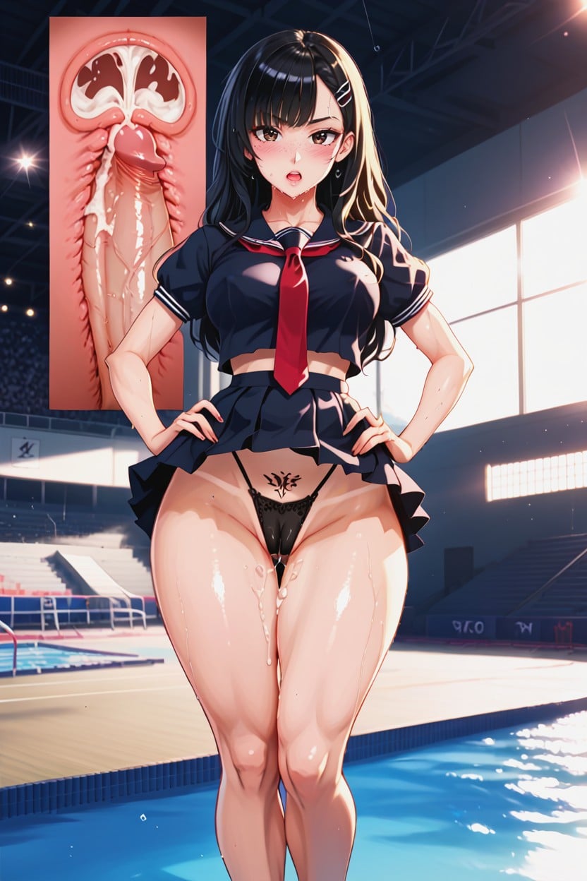 Falda, Corrida, Uniforme De Marinero Porno IA