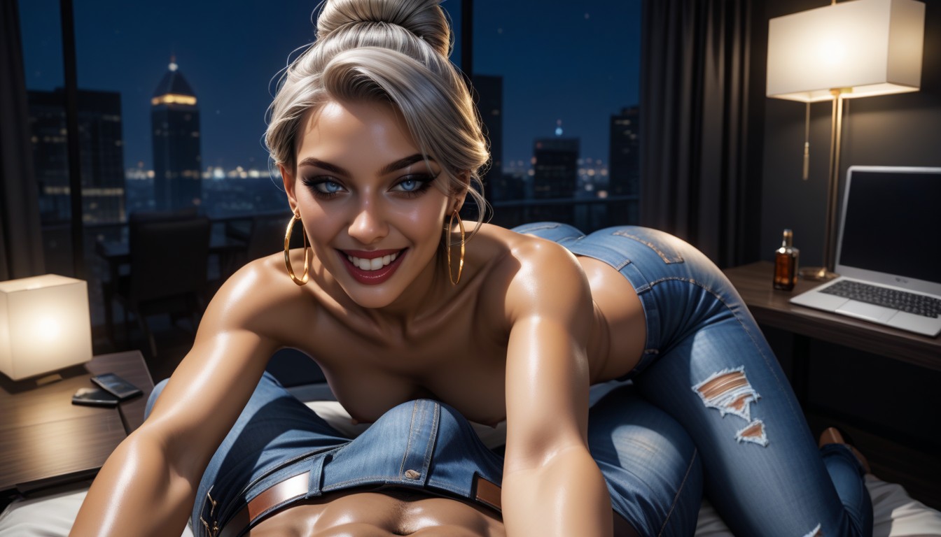 Text Bubbles, Hair Over Eye, Blue Eyes AI Porn