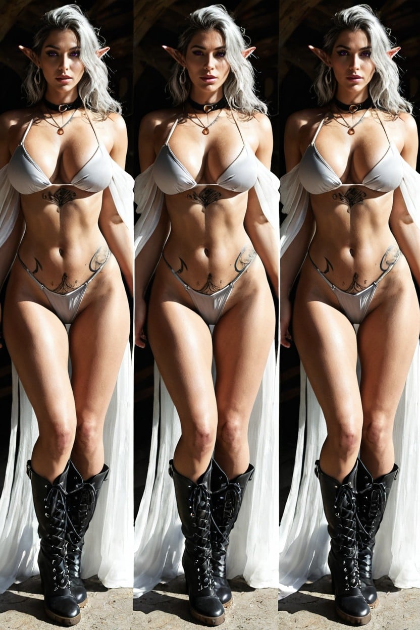 Pelo Blanco, De Pie, Ropa Rasgada Porno IA