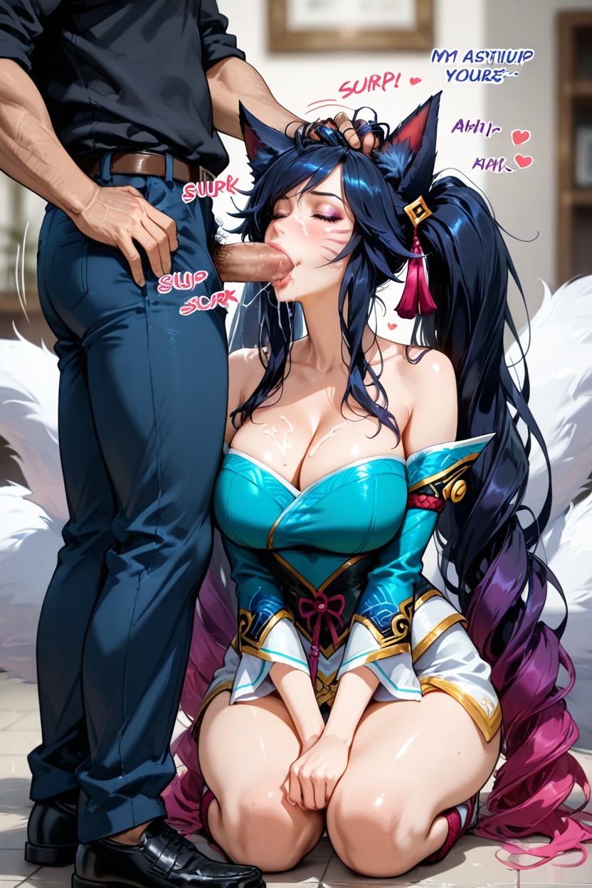 Blowjob, Ahri, Head Grab Hentai AI Porn