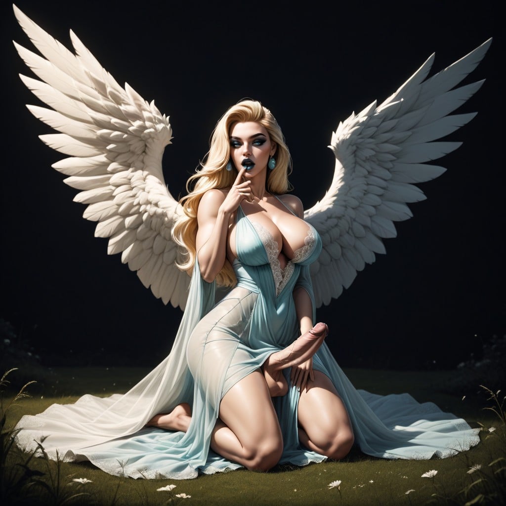 Pertruding Hard Nipples, Full Body, Side View Shemale AI Porn